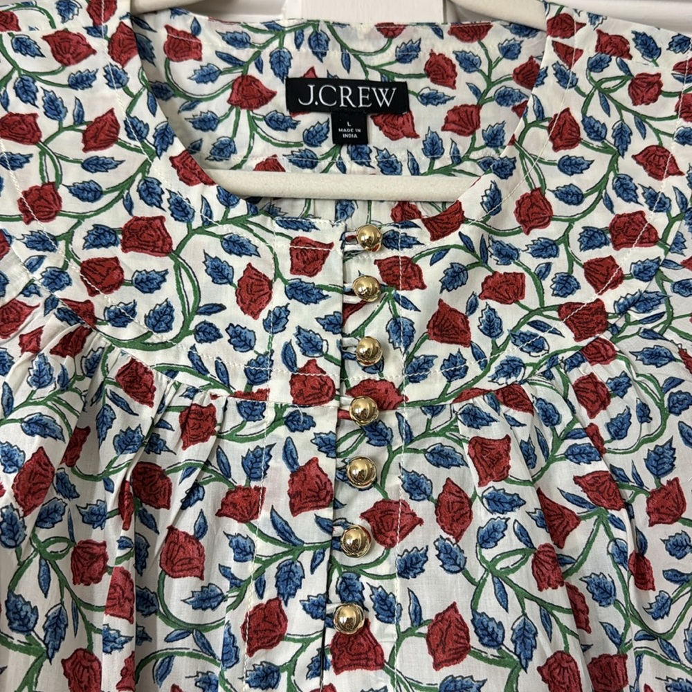 J.Crew Shirred popover top in rosewood floral CI523 - Picture 9 of 10
